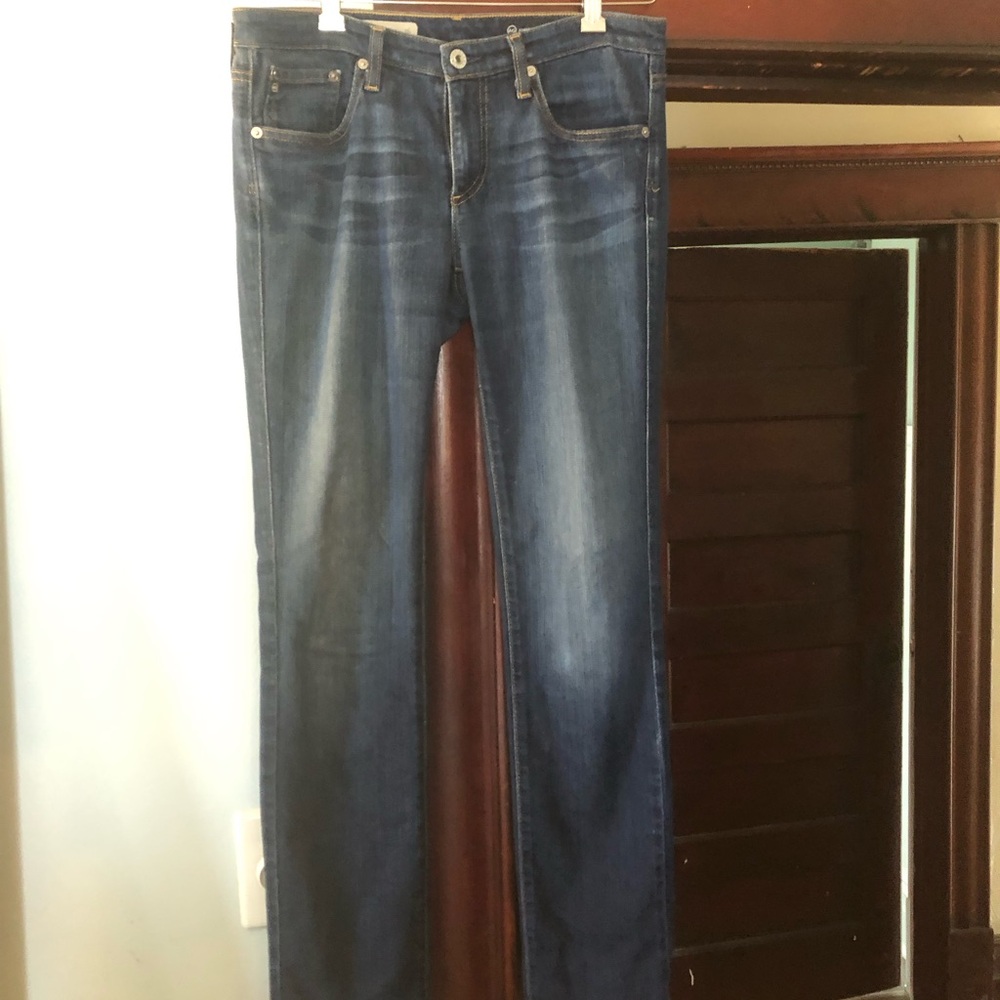 AG Women's Dark Blue Straight Leg Jeans